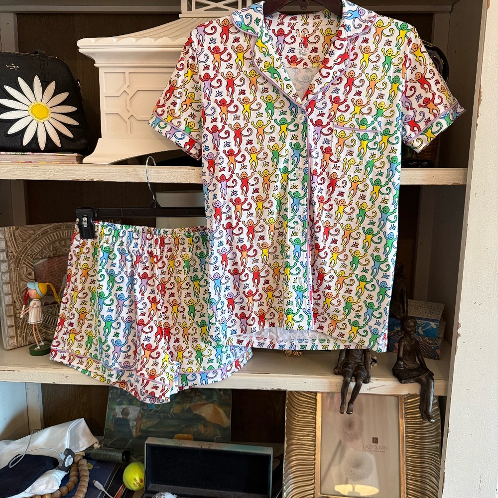 Roller Rabbit Xs shorts pajamas pjs disco monkey polo new - Picture 2 of 7
